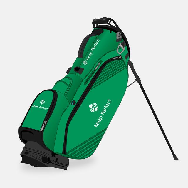 A golfer reaching into a well-organized golf bag pocket